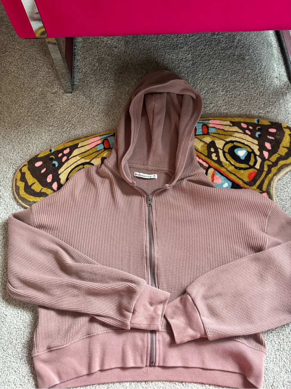Women's Dusty Rose Hooded Zip Cardigan
